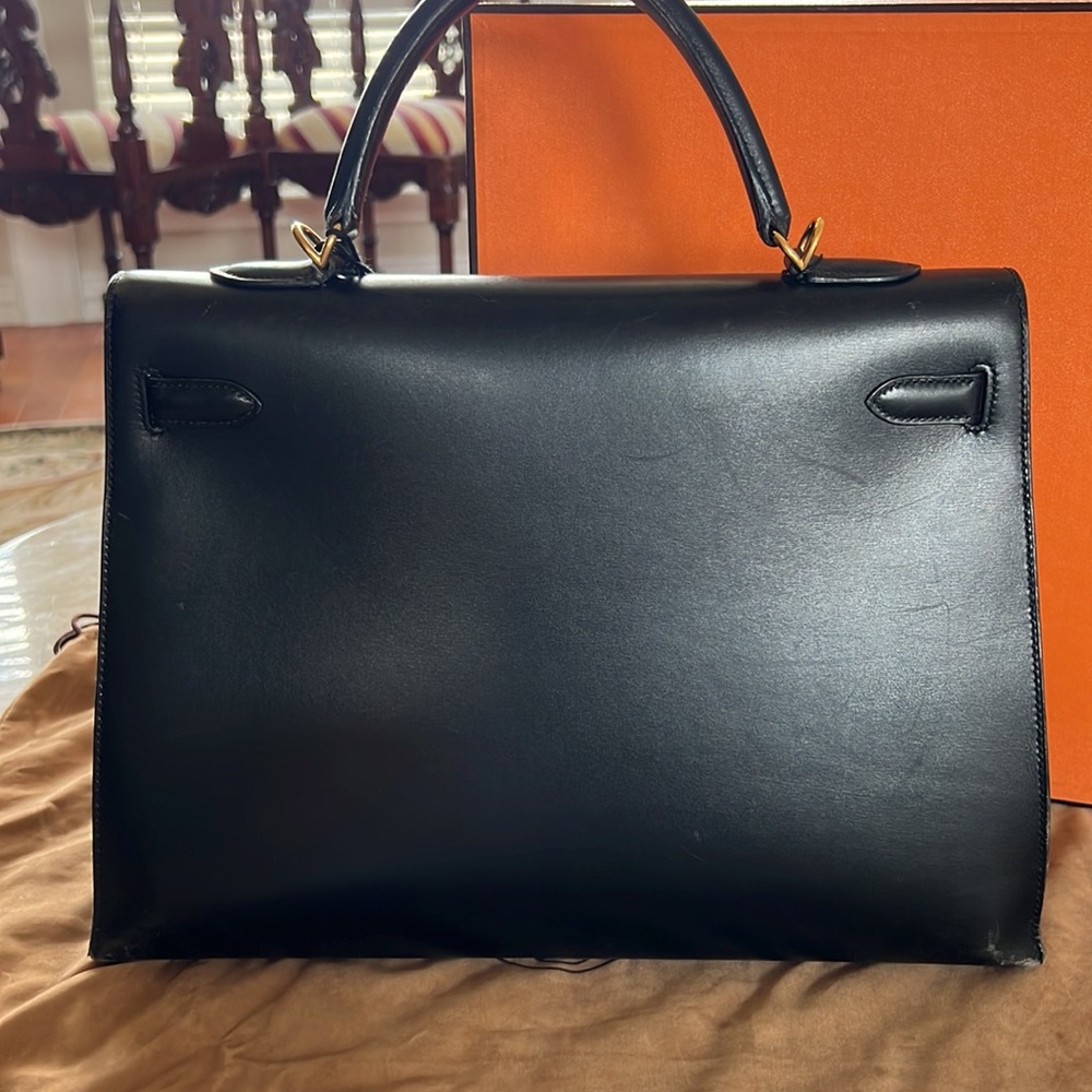 Hermes Kelly Sellier 35 in Black Box leather - Picture 7 of 16